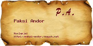 Paksi Andor névjegykártya