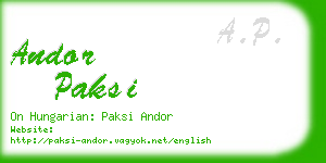 andor paksi business card